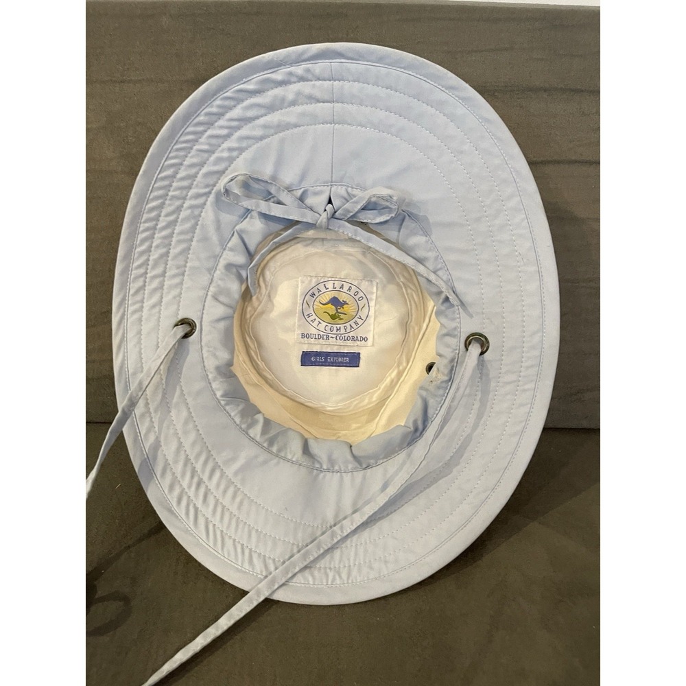 Wallaroo Hat Company Girls Explorer Sun Hat White and Light Blue Adjustable - Picture 7 of 7